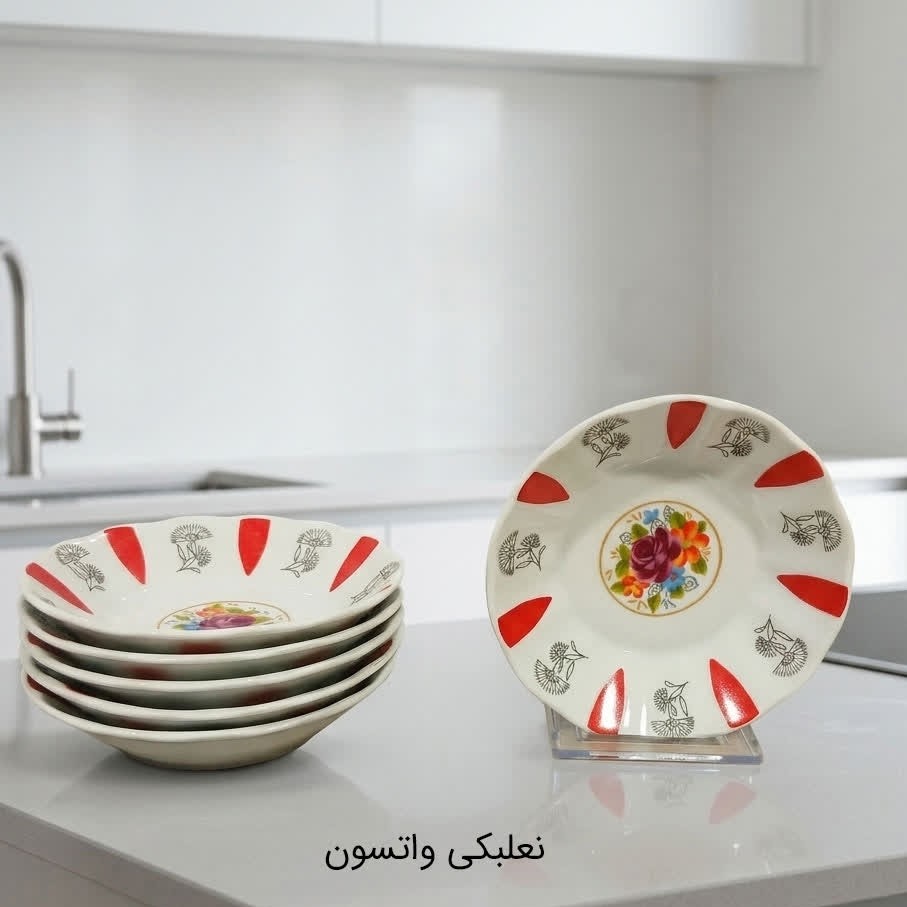 نعلبکی چینی واتسون طرح محرمات کف گل قرمز بسته 6 عددی با ارسال رایگان