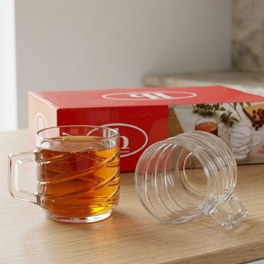 فنجان چای خوری HB مدل خطی کد 292 بسته 6 عددی با ارسال رایگان