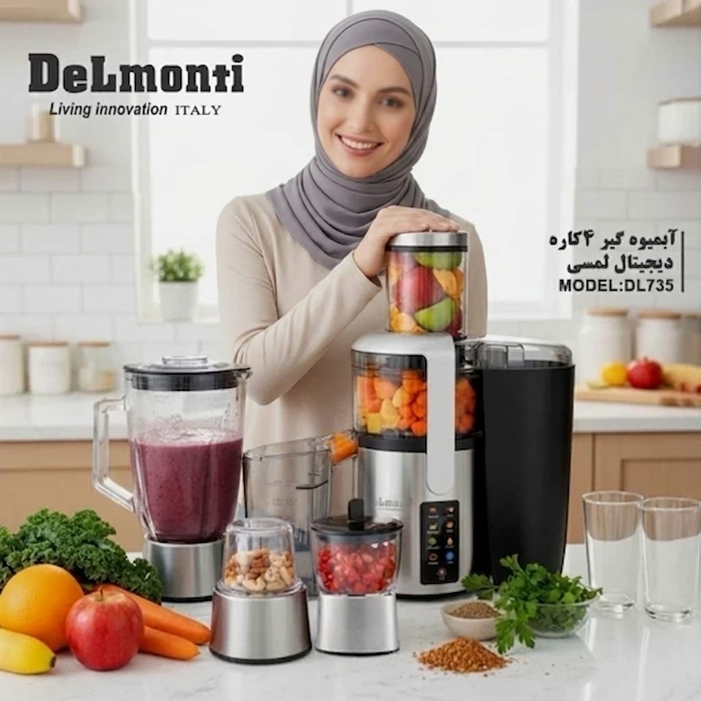 آبمیوه گیری 4 کاره دیجیتالی دلمونتی مدل DL-735 با ضمانت 18 ماهه و ارسال رایگان