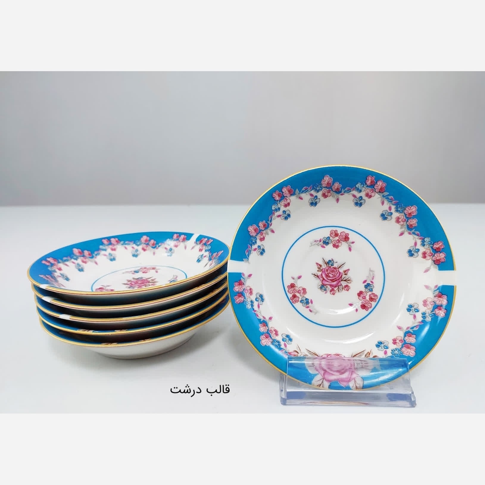 نعلبکی چینی وینچی مدل ماتادور فیروزه ای بسته 6 عددی ارسال رایگان