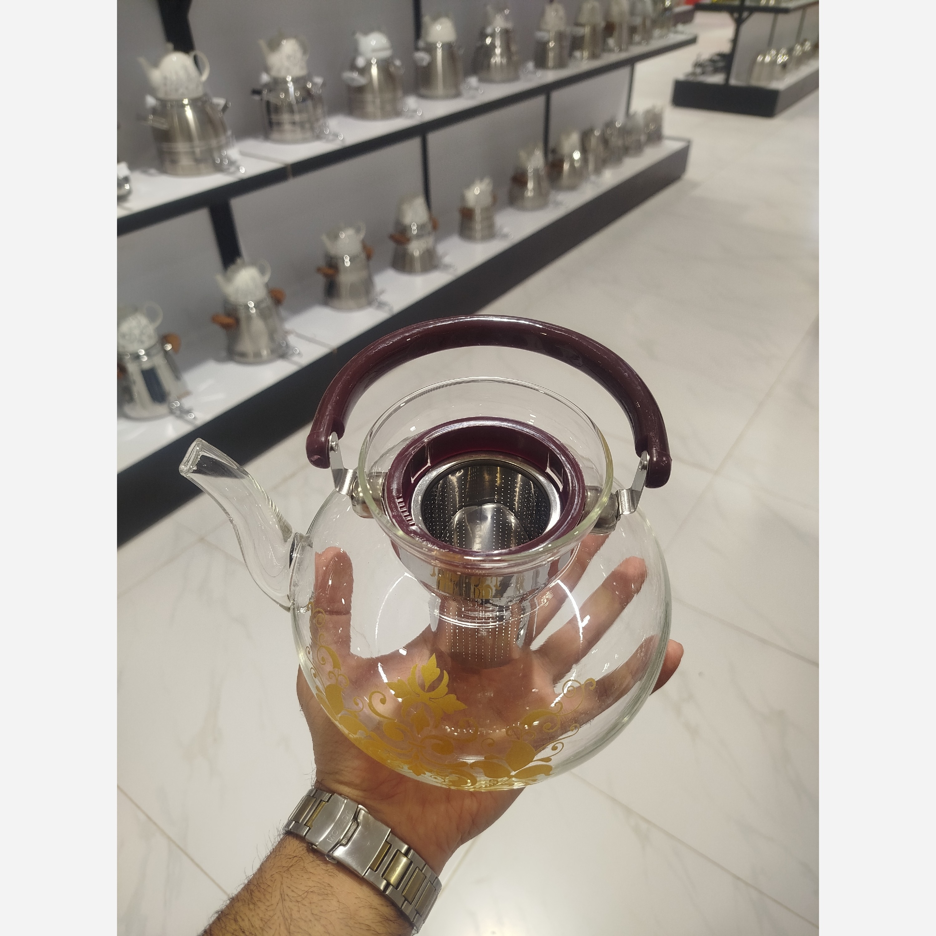 کتری پیرکس 1800 میل گل طلایی کد 0180 شعله مستقیم با ارسال رایگان