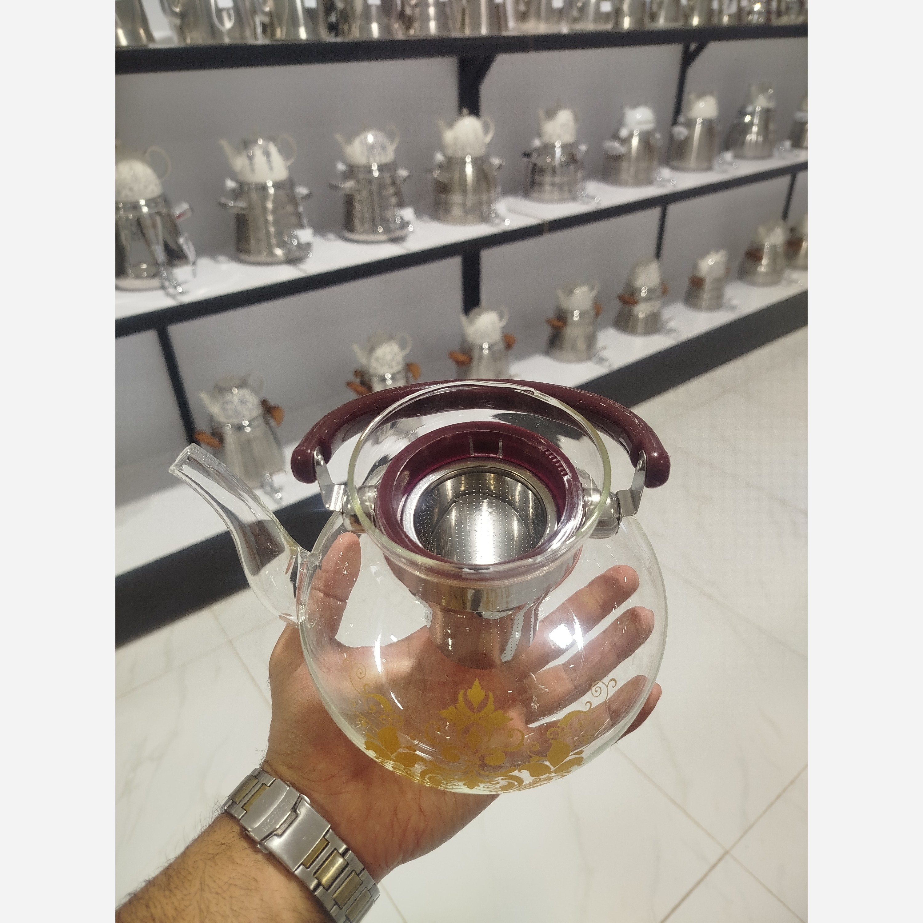 کتری پیرکس 1400 میل گل طلایی کد 0140 شعله مستقیم با ارسال رایگان