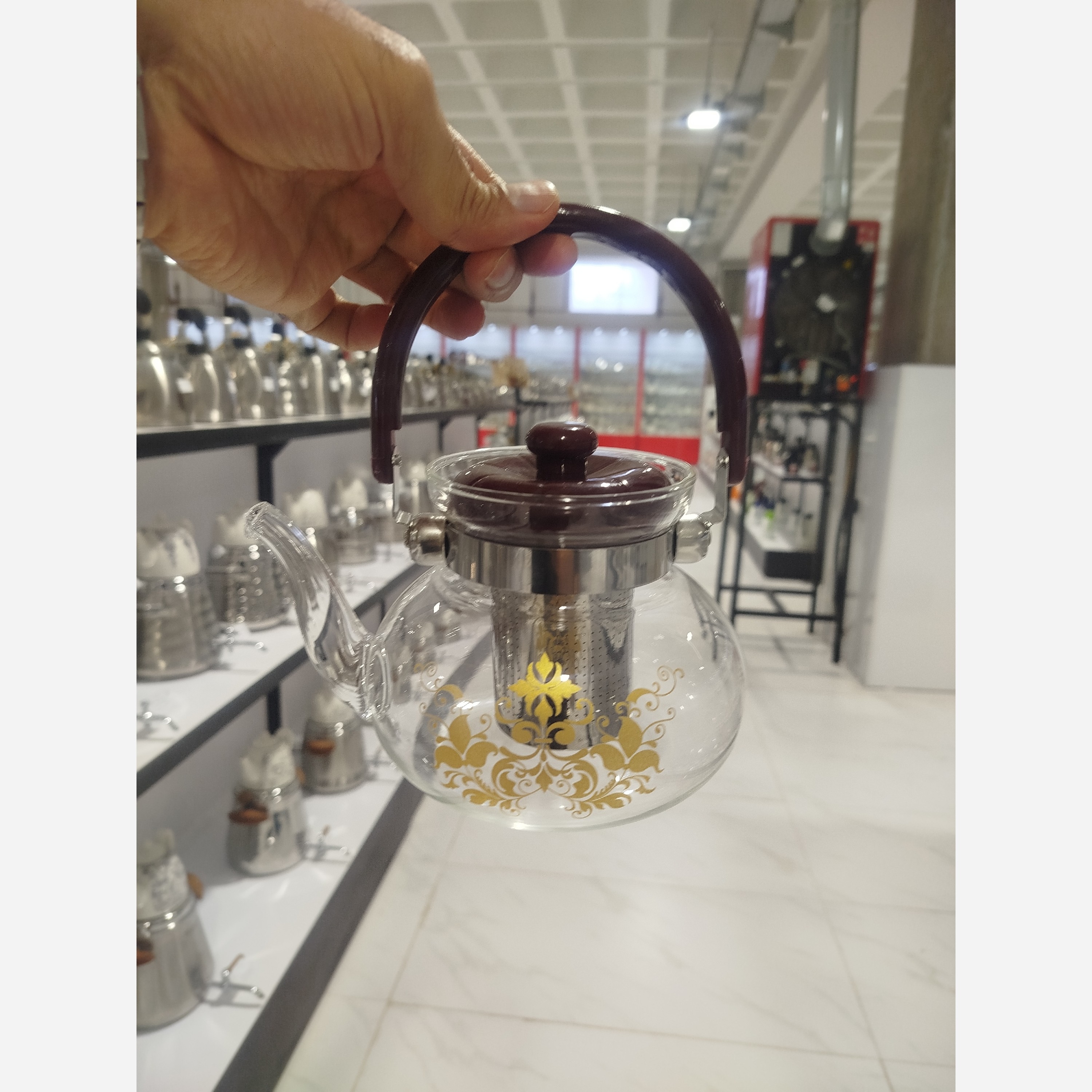 کتری پیرکس 800 میل گل طلایی کد 0800 شعله مستقیم با ارسال رایگان