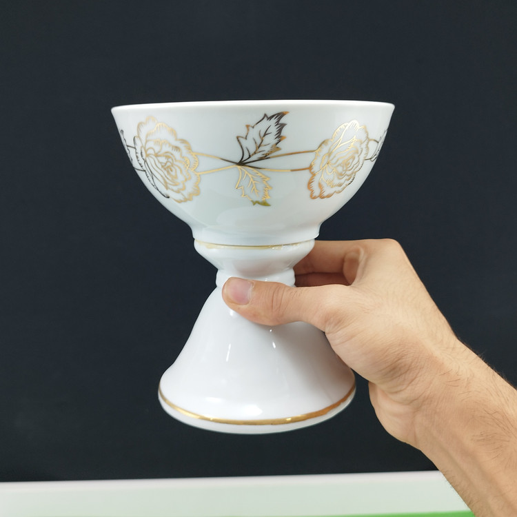 شکلات خوری پایه دار چینی مدل پرستیژ طلایی بسته 1 عددی ارسال رایگان
