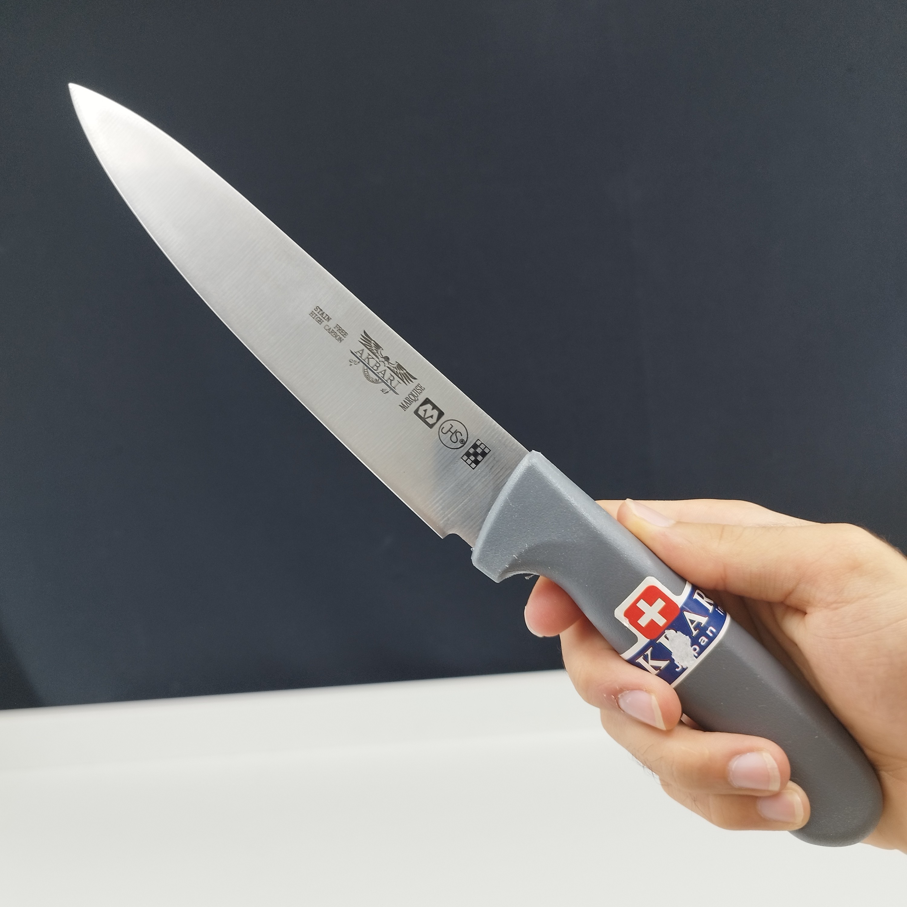 چاقو آشپزخانه اکبری دسته طوسی مدل P723 بسته 1 عددی ارسال رایگان