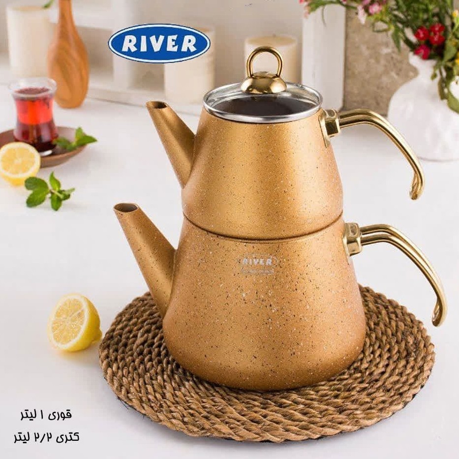 کتری و قوری گرانیتی ریور کد 5820 طلایی با ارسال رایگان