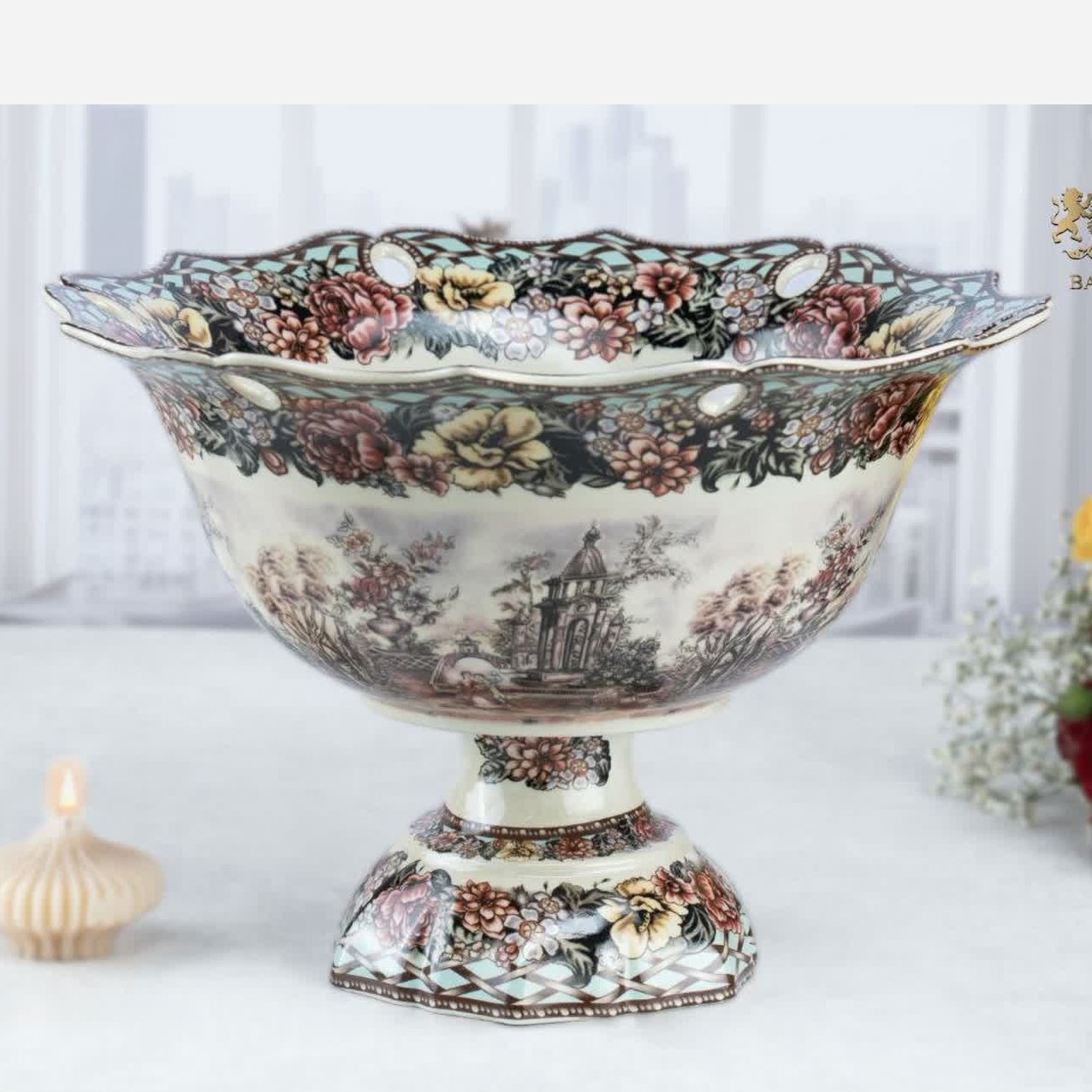 میوه خوری چینی پایه دار BAVARIA مدل ریگاتور گاردن دیت 3028A با ارسال رایگان