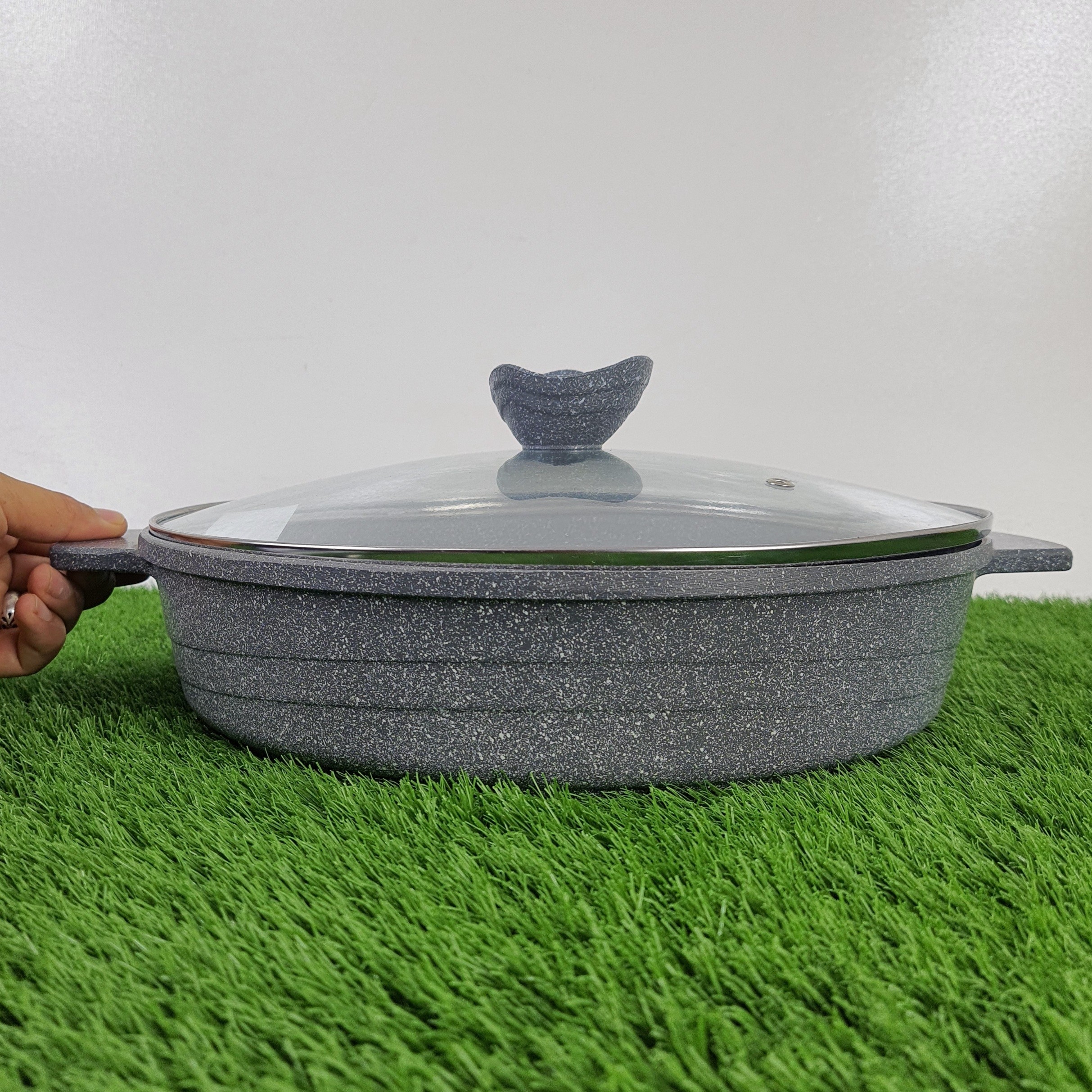 تابه دودسته گرانیتی سایز 32 پیلو خاکستری PILAU مدل هپی ارسال رایگان