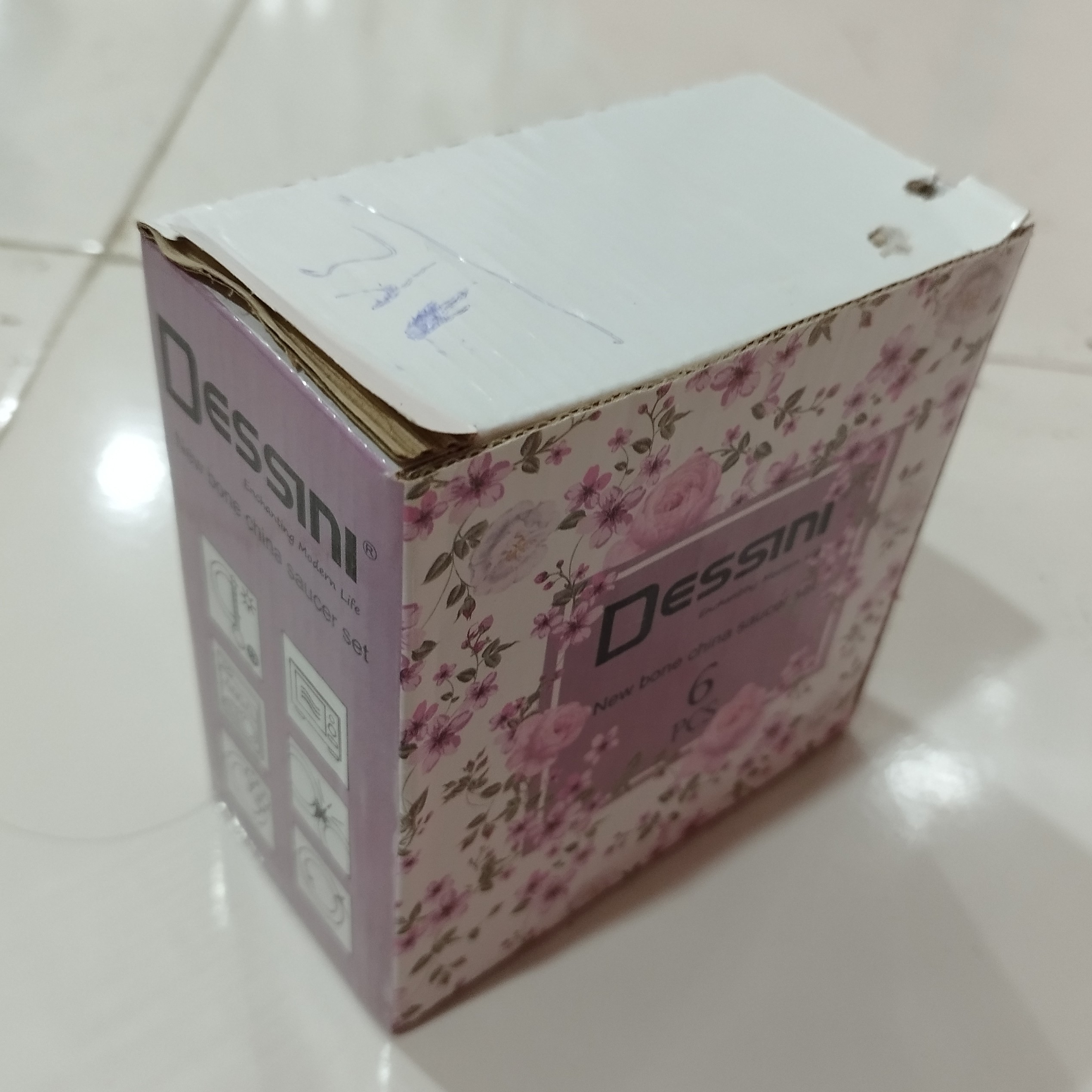 نعلبکی چینی دسینی لوسیانا طرح کف گل ترک کد 123 بسته 6 عددی