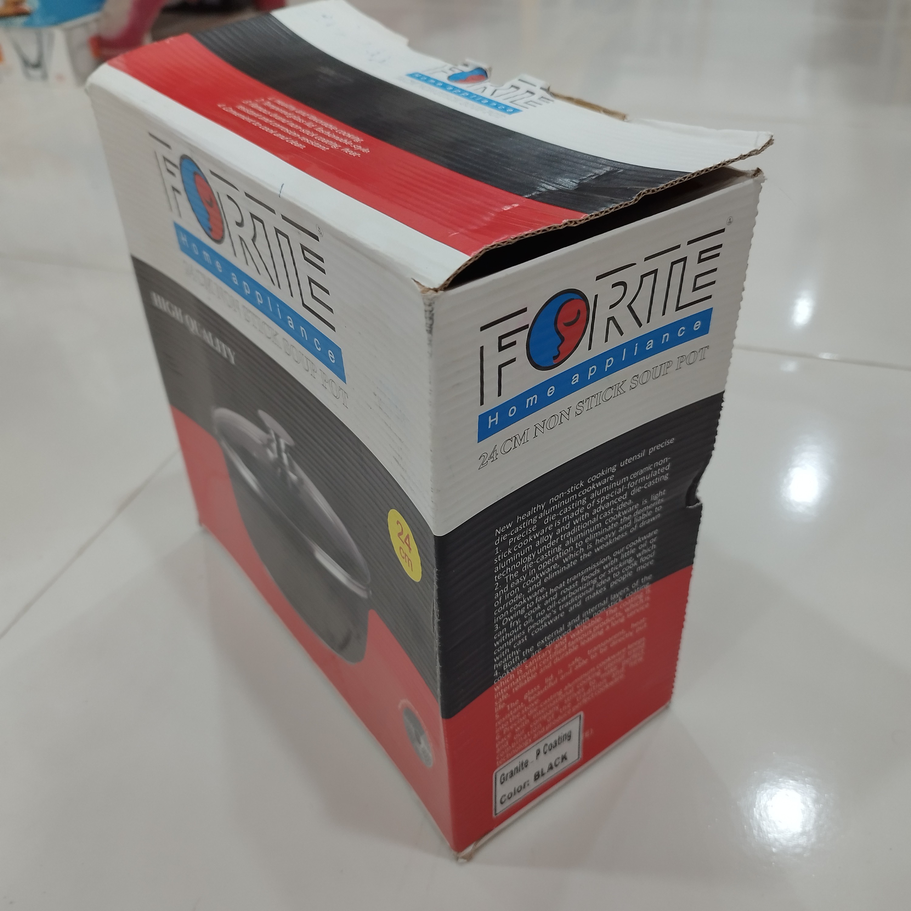 قابلمه گرانیتی سایز 24 برند فورته مشکی FORTE