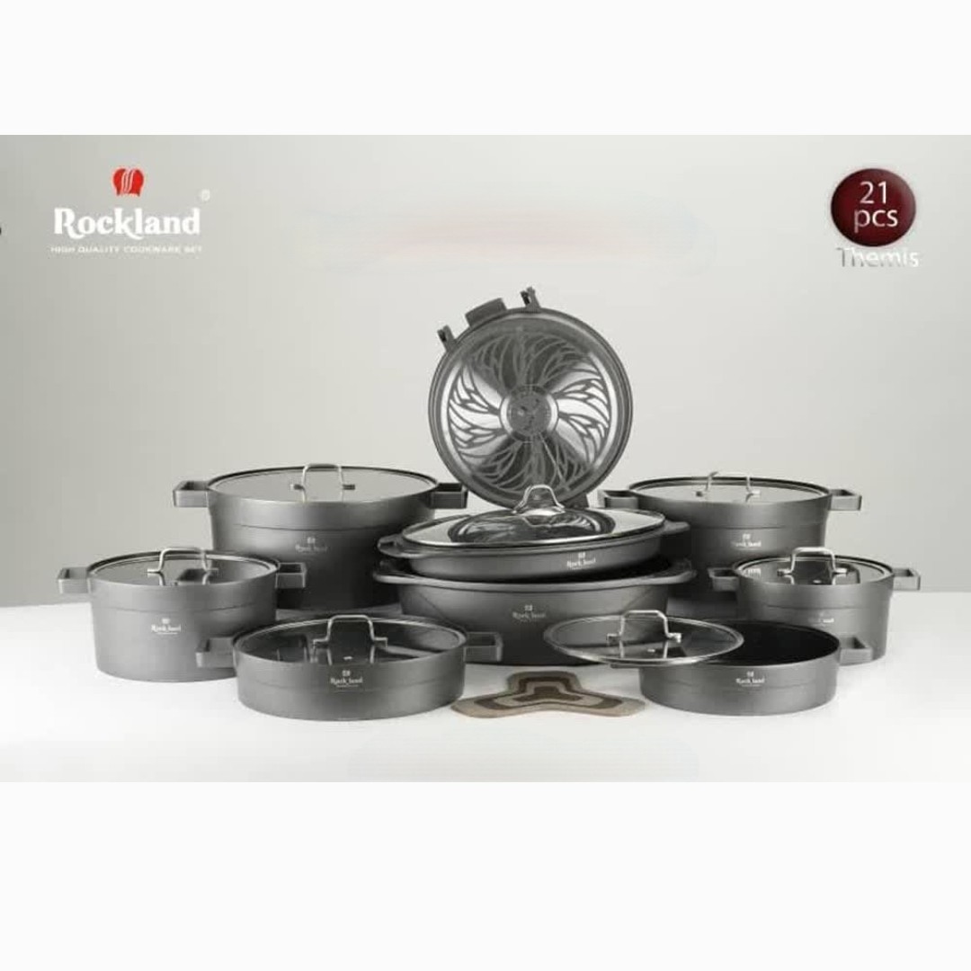 سرویس قابلمه گرانیتی 21 پارچه راکلند مدل تمیس طوسی با ارسال رایگان