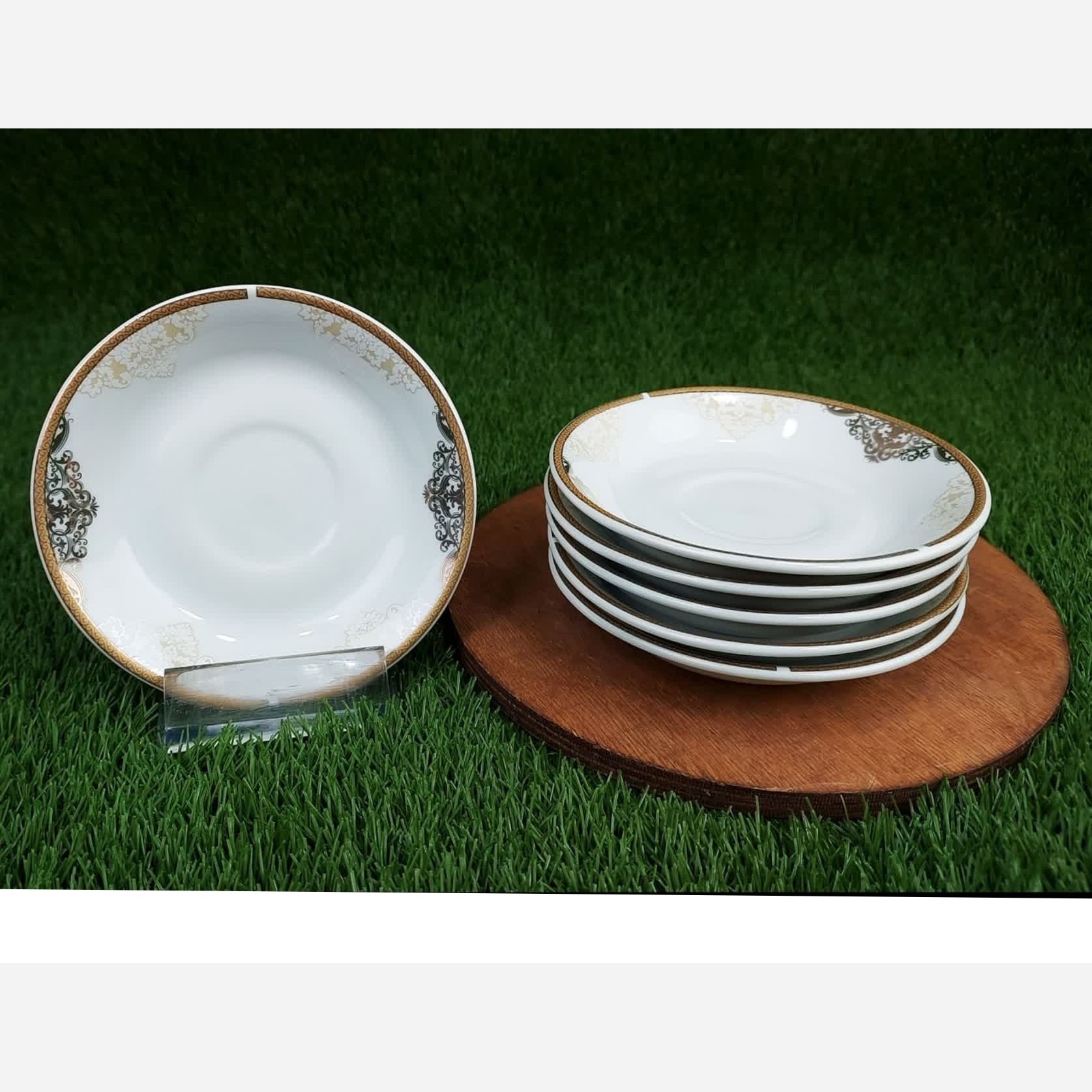 نعلبکی چینی طلایی پارس کد 2276 بسته 6 عددی با ارسال رایگان