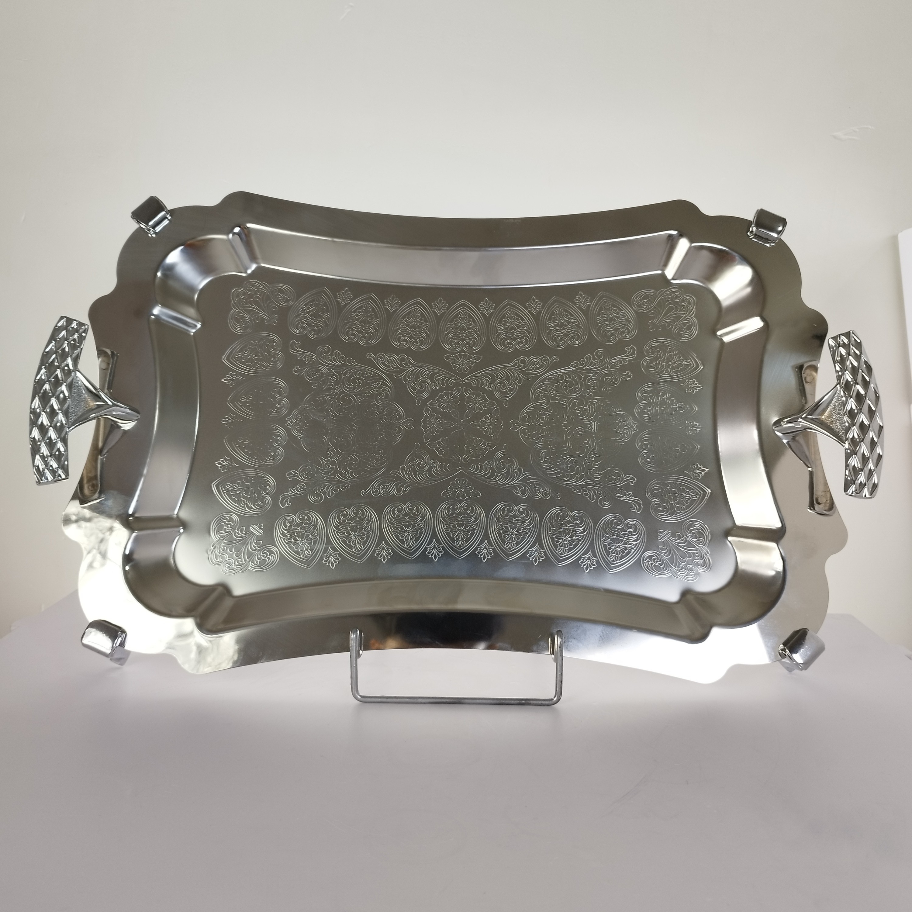 سینی استیل مستطیل بزرگ پایه دار ریور کد 7116B بسته 1 عددی با ارسال رایگان