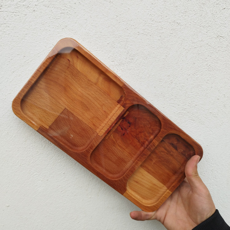 اردو خوری 3 خانه چوبی مستطیل راش گرجستان کد 5030 بسته 1 عددی