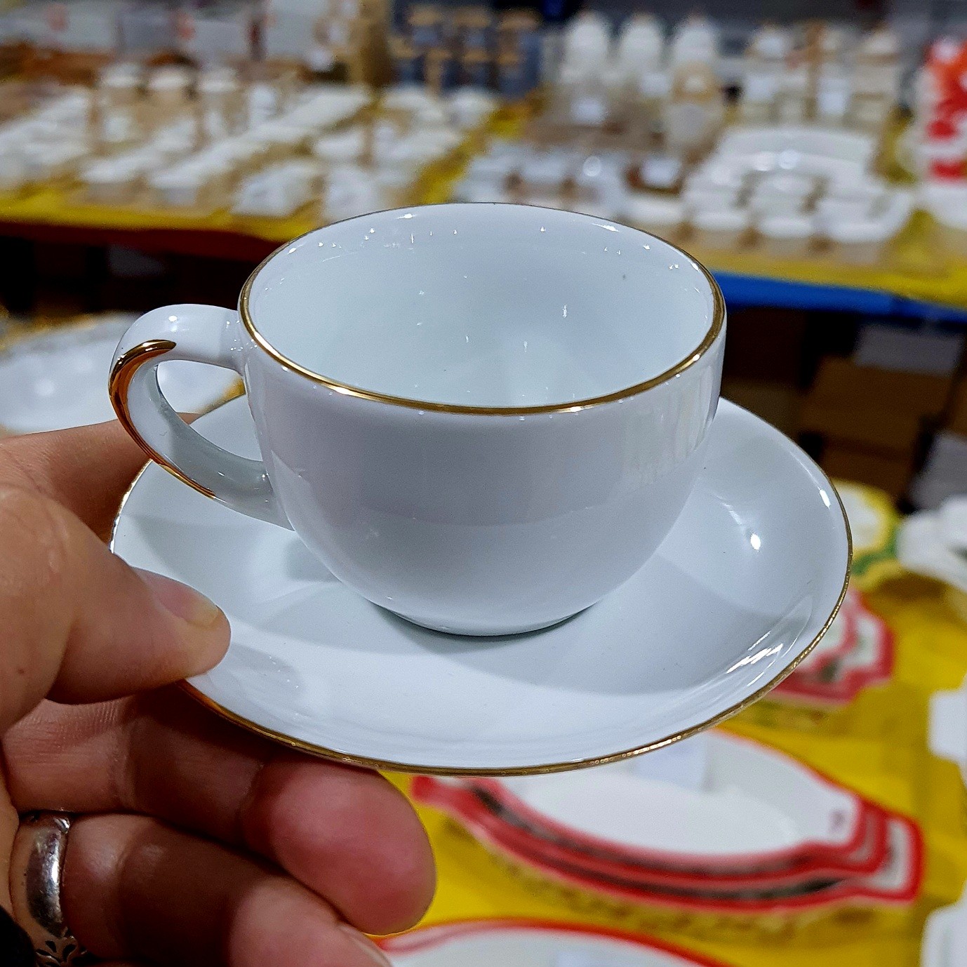 فنجان نعلبکی قهوه چینی لورین لب طلا مدل دیپلمات بسته 6+6 عددی با ارسال رایگان