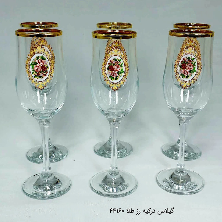 لیوان پاشاباغچه مدل تولیپ رز طلا کد 44160 بسته 6 عددی با ارسال رایگان