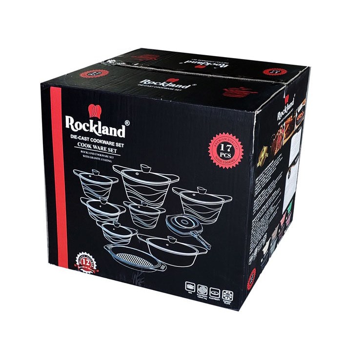 سرویس قابلمه گرانیتی 17 پارچه راکلند کرم ROCKLAND با ضمانت 18 ماهه با ارسال رایگان