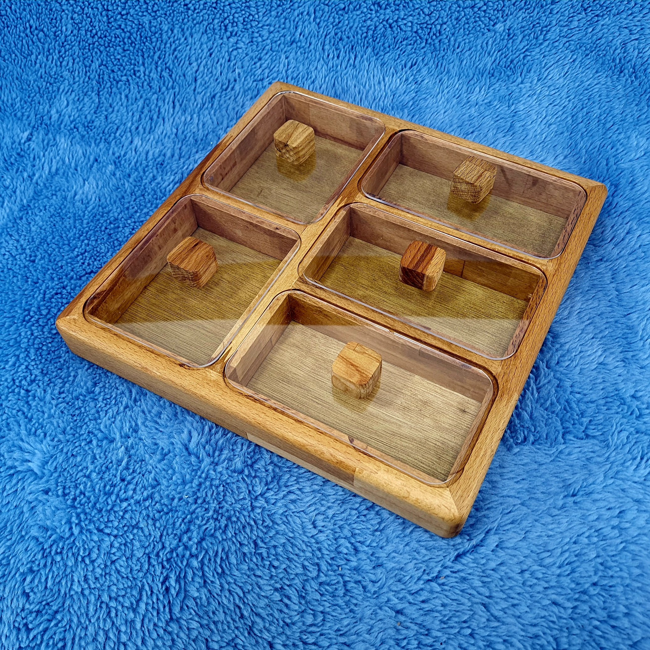 جعبه پذیرایی یا تی بگ 5 خانه چوبی کد 11025