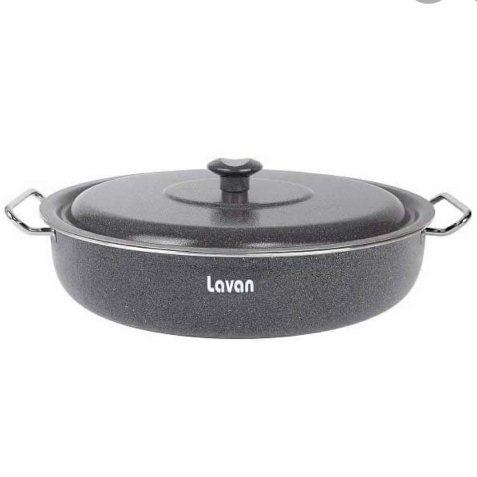 تابه گرانیتی سایز 38 لاوان درب فلزی مدل تیتان طوسی