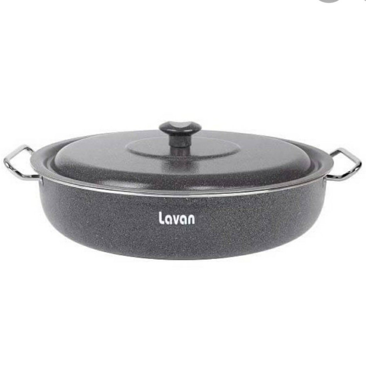 تابه گرانیتی سایز 38 لاوان درب فلزی مدل تیتان طوسی