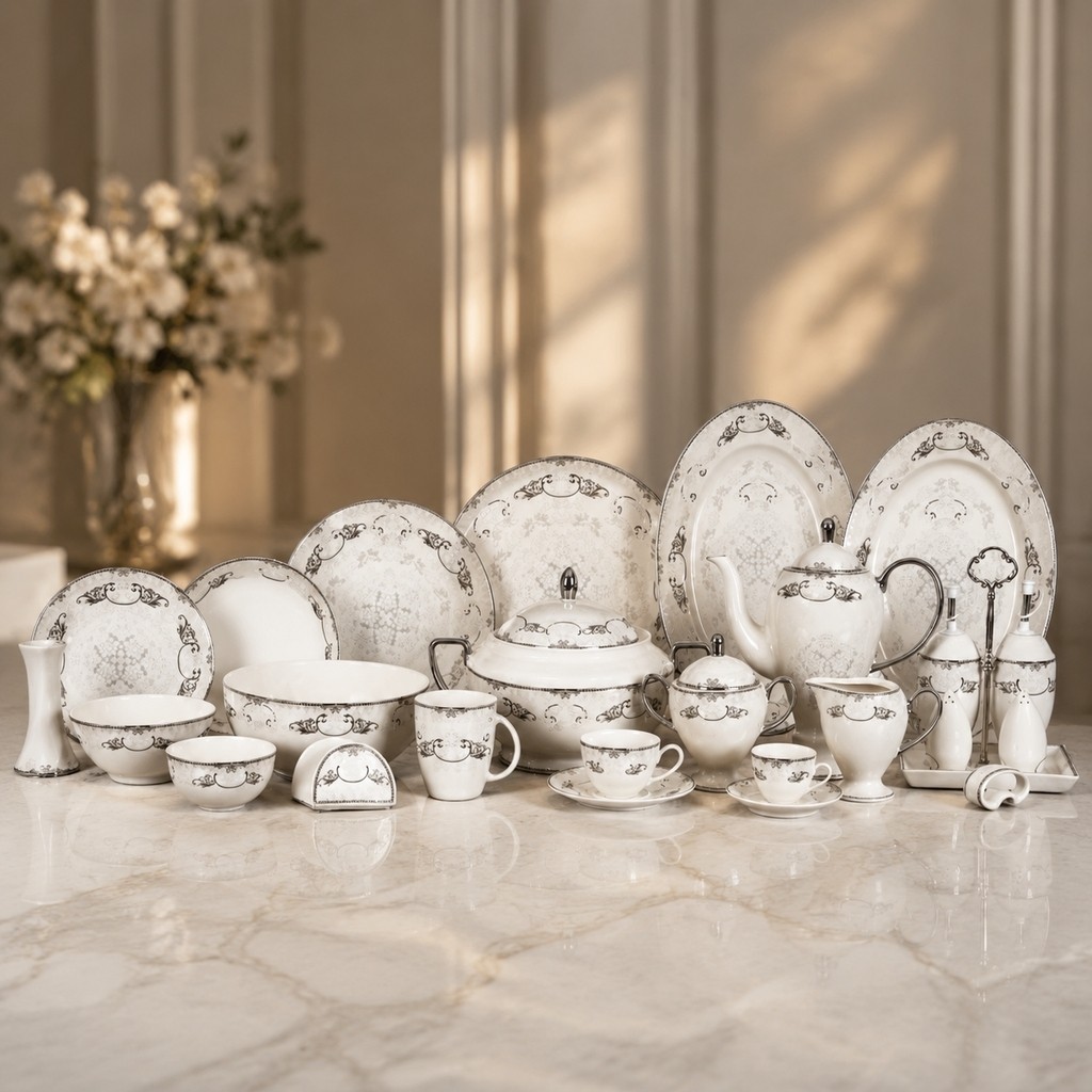 سرویس چینی 114 پارچه (12 نفره) ویلیام پلاتین کد 4058 با ارسال رایگان