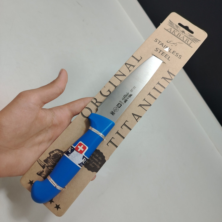 چاقو آشپزخانه اکبری دسته آبی کد P725 با ارسال رایگان