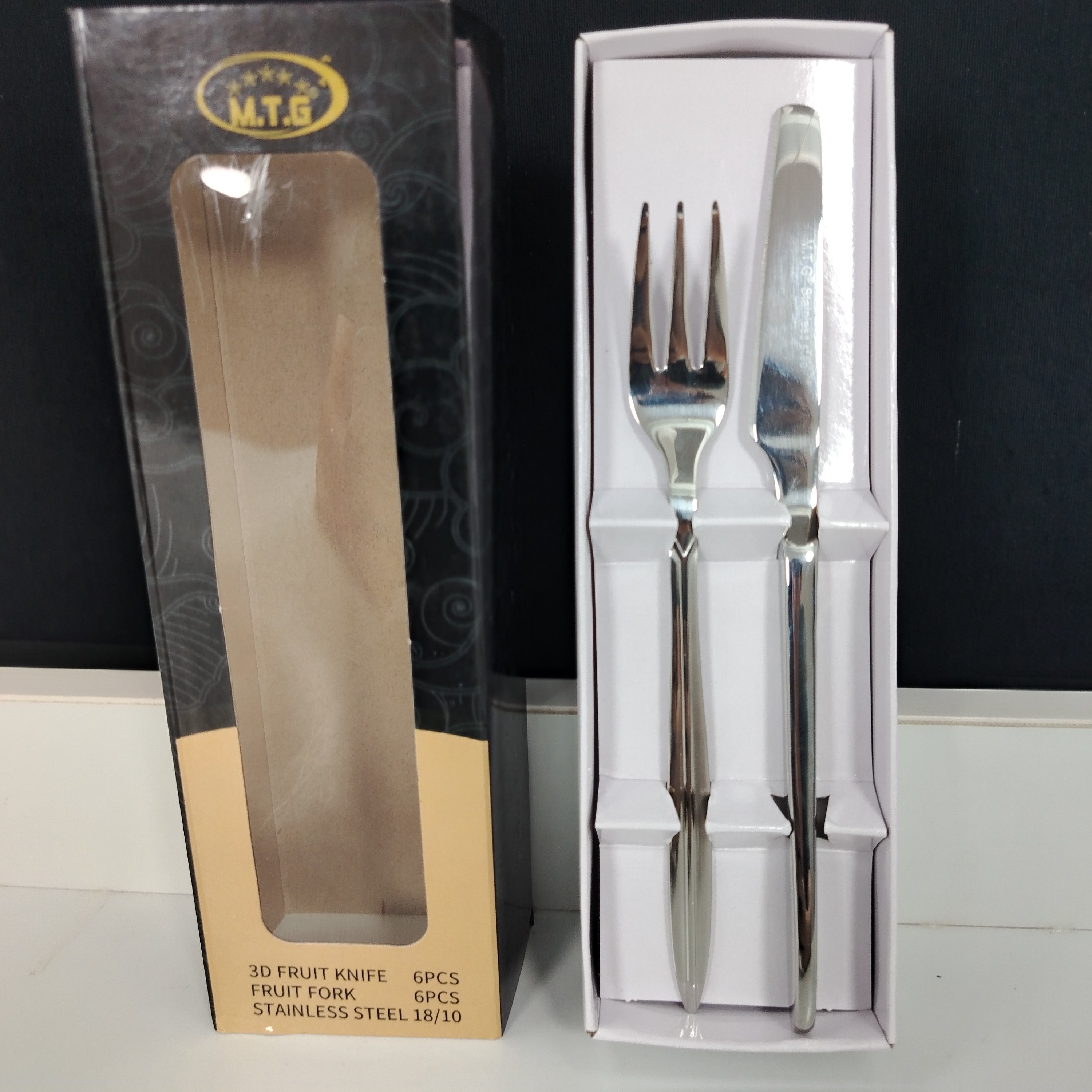 کارد و چنگال استیل سه بعدی MTG کد 2605S بسته 6 + 6 عددی با ارسال رایگان