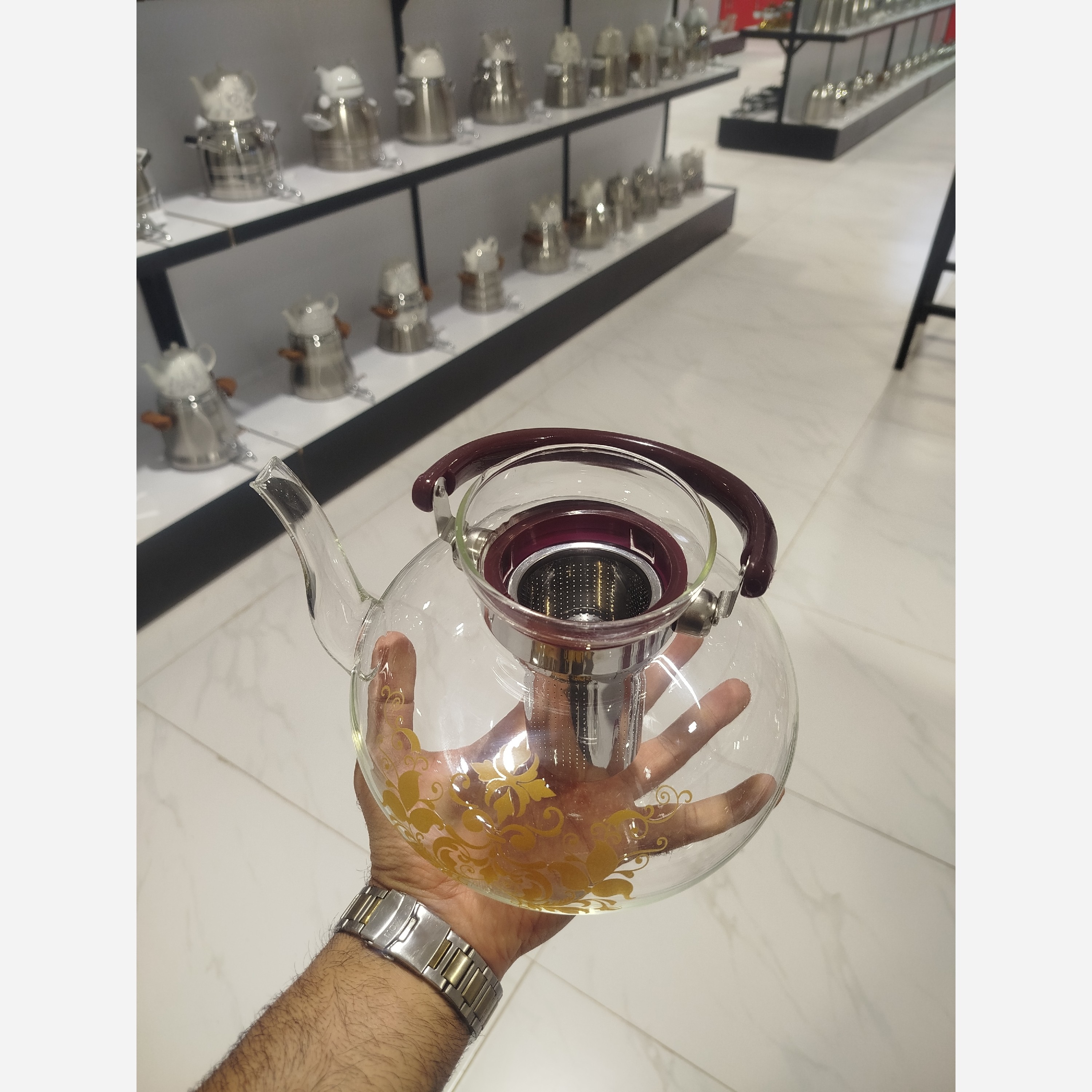 کتری پیرکس 2200 میل گل طلایی کد 0220 شعله مستقیم با ارسال رایگان